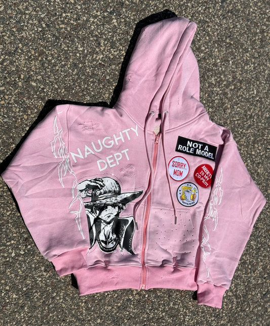 NOT A ROLE MODEL Powder Pink zip up