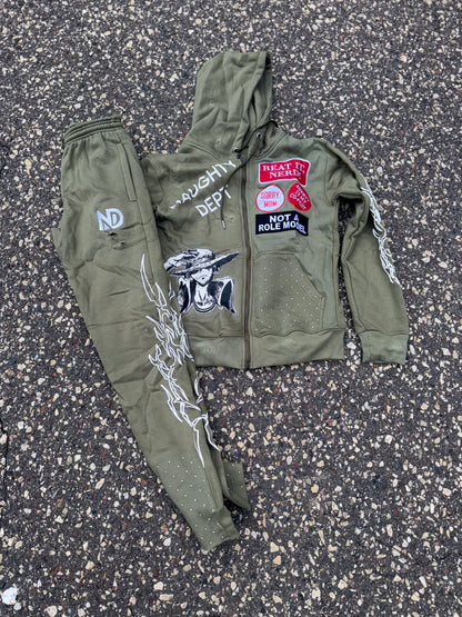 Olive green NOT A ROLE MODEL JOGGING SUIT