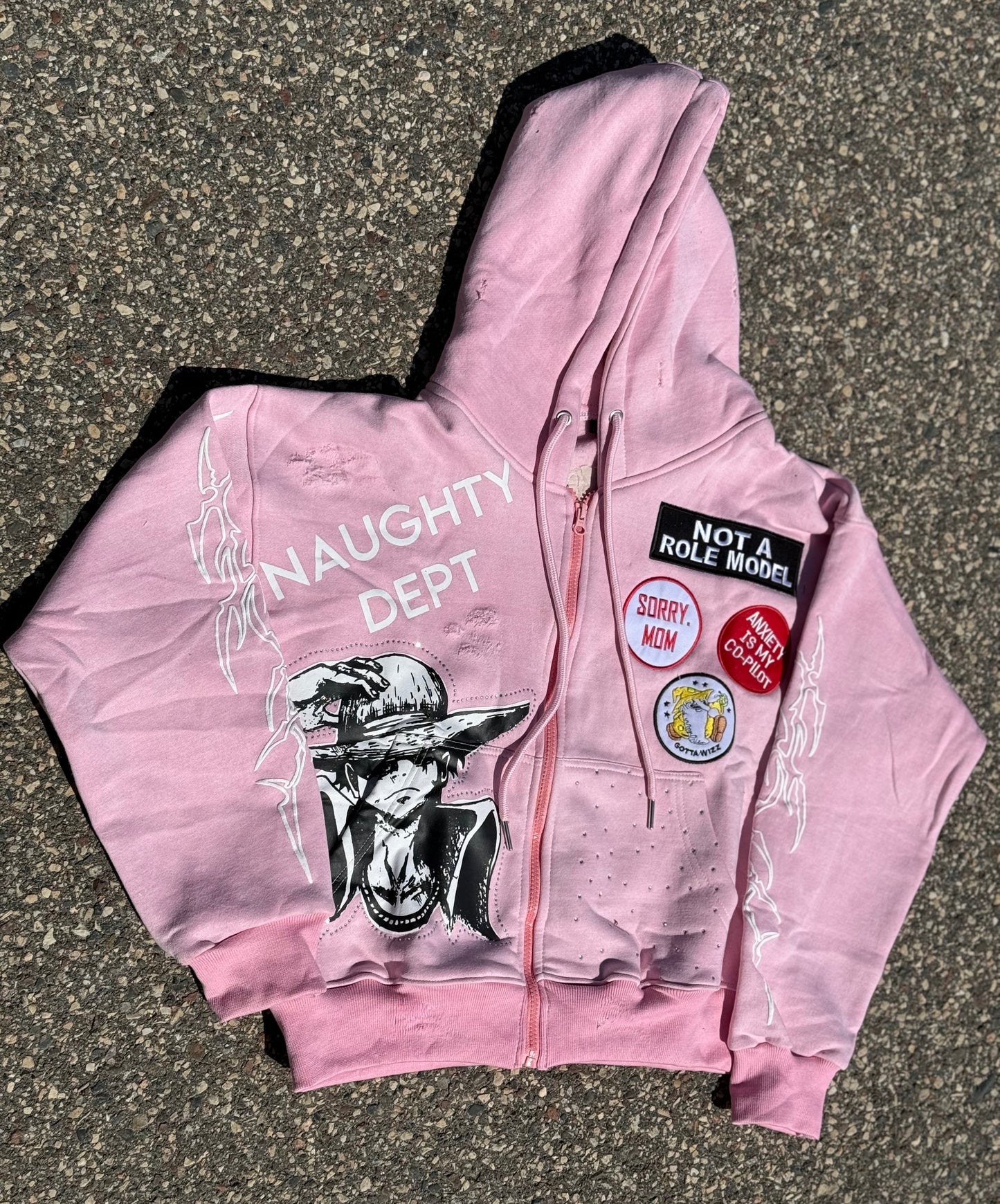NOT A ROLE MODEL Powder Pink zip up